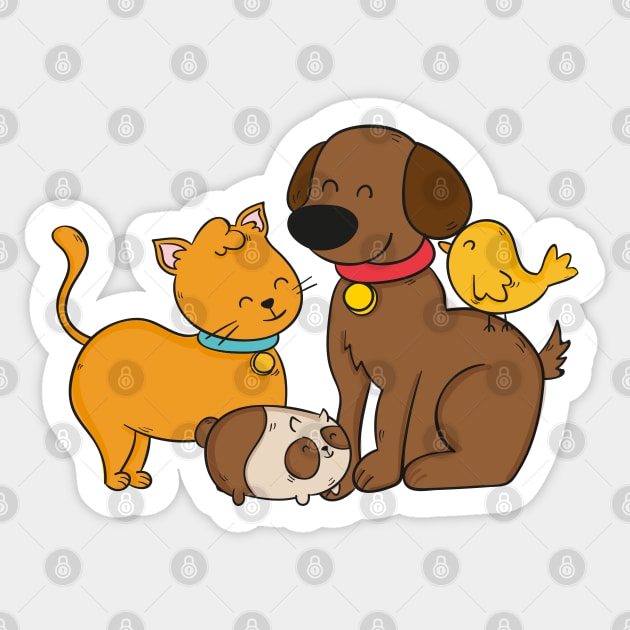 Happy Animals Illustartion Sticker by Mako Design 